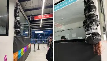 'Adornan' estación de Cablebús con 'cuerpos' embolsados por Día de Muertos | Fotos