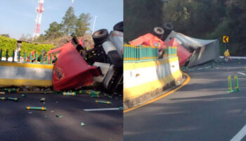 Caos en 'La Pera'; vuelca tráiler en la Autopista México - Cuernavaca | Video