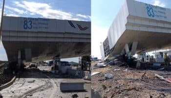 Videos | Se desploma caseta en Baja California tras choque de tráiler