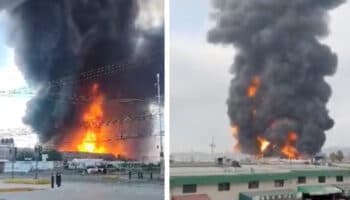 Bomberos combaten fuerte incendio en Chicoloapan