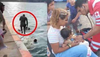 Video | Bebé cae con su carriola al mar en Veracruz, policías navales la rescatan