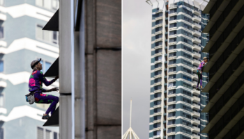 El 'Spiderman' francés escala a sus 61 años un rascacielos de 217 metros en Manila | Video