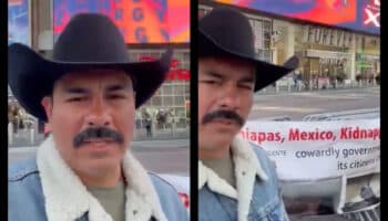 En Nueva York chiapaneco monta protesta por secuestro de su padre