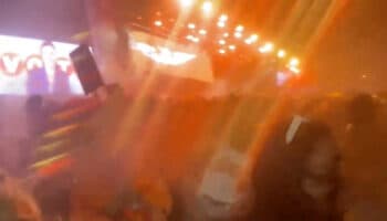 Una ráfaga derribó el templete de MC en San Pedro Garza García | Videos