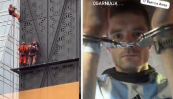 Con camisa de Messi y sin arnés, 'Influencer' polaco escala rascacielos en Argentina