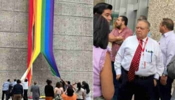 Videos | ‘Por indigno’, sindicato del Infonavit destruye bandera LGBT+; 'es un acto de barbarie', afirma su director