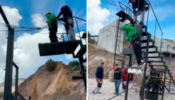 Video | Turista queda colgada tras falla del 'columpio extremo' en Real de Catorce
