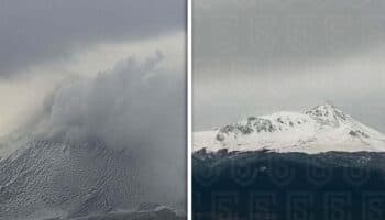 Popocatépetl y Nevado de Toluca amanecen cubiertos de nieve